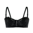 thumbnail image 1 of LLYwey Sports Bras for Women Plus Size Woman's Solid Color Thin Style Ventilate No Underwire Lace Crystal Glass Soft Bra Big Girls Size nylon Longline Bra Style LW-147 Black 36/80AB, 1 of 3