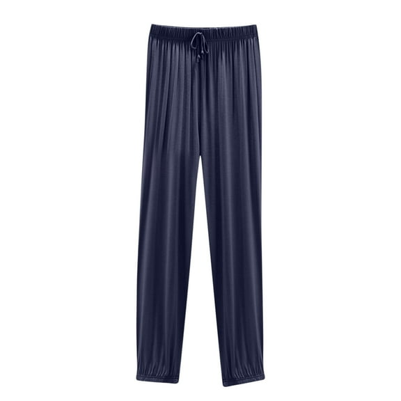 LLYwey Straight Leg Pants Women Women's High Waisted Home Thin Casual Pocket Loose Oversized Wide Leg Pants Jogging Pants Female Long Pant Style H1915 Dark Blue L