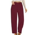 thumbnail image 1 of LLYwey Sweatpants for Women Casual Solid Color Pocket High Waist Straight Leg Pants Casual Pants Corduroy High Waist Slightly Flared Wide Leg Casual Pant New Full Length Pants Regular Fitted Wine S, 1 of 9