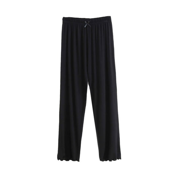 LLYWEY Sweatpants Women Women's Summer Wide Leg High Waist Out Bandage Solid Full Length Pants Stretchy Work Pants Female Long Pant Style H774 Black XL