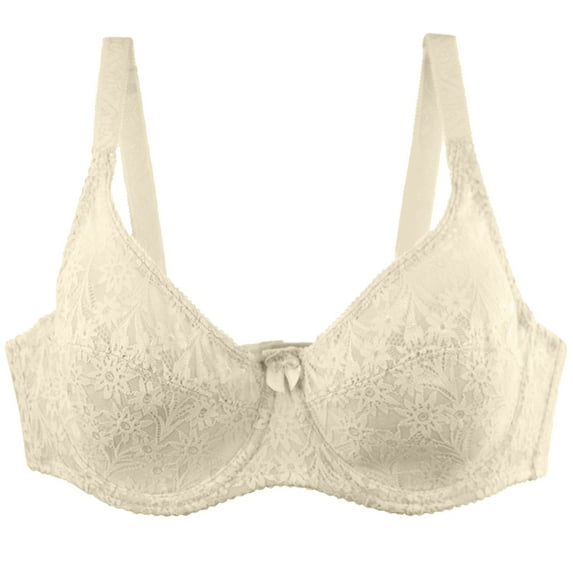 LLYwey T-Shirt Bras for Women Woman's Printed Push up Bras Plus Size Daily Bra Underwear No Underwire Big & Tall Size Nylon Back-Smoothing Bra Style LW-247 Beige XXL