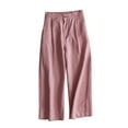 thumbnail image 1 of LLYWEY Tall Pants For Women Long Women's Solid Color Casual Feeling Of Falling Button Cotton and Linen Straight Barrel Ninth Pants Lightweight Cargo Pants Female Long Pant Style H2739 Pinks L, 1 of 6