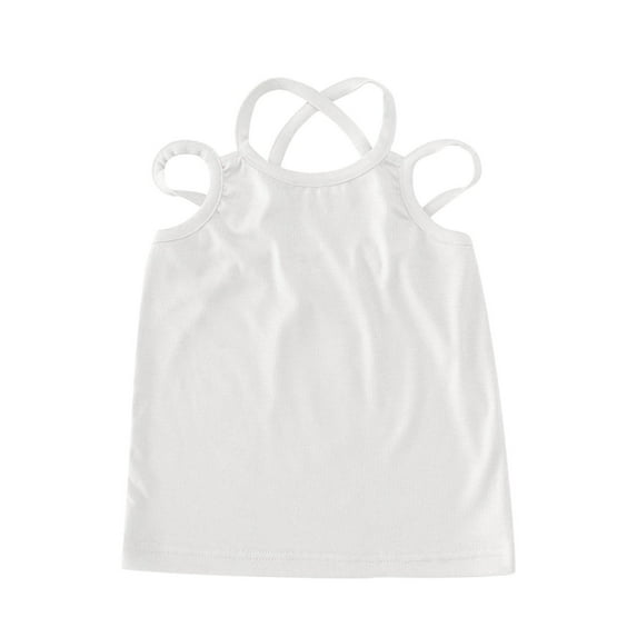 LLYwey Toddler Baby Girls Tank Tops, Kids Casual Sleeveless Spaghetti Strap Camisole Undershirts Comfy Summer Tanks, T-40, White, 8T