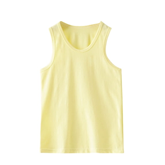 LLYwey Toddler Baby Girls Tank Tops, Kids Girls Summer Sleeveless Cami Shirts Solid Color Athletic Undershirts T-Shirts Vests, T-58, Yellow, 9T