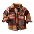 thumbnail image 1 of LLYwey Toddler Girl Snow Coat Winter Toddler Flannel Shirt Jacket Plaid Long Sleeve Lapel Shacket Kids Boys Girls Fall Tops New Little Boys Long Sleeve Casual Jackets Outwear Brown 3-6 Months, 1 of 6