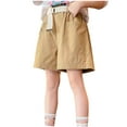 thumbnail image 1 of LLYwey Toddler Girls Cargo Shorts, Girls’ Elastic Waist Wide Leg Shorts, Kids Summer Casual Loose Solid Color Cotton Short Pants with Pockets, New-Md40, Khaki, 9T, 1 of 6