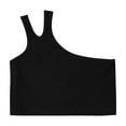 thumbnail image 1 of LLYwey Toddler Girls Crop Tops, Ribbed Knit Cut Out One Shoulder Crop Tank Tops Girls’ Sleeveless Cropped Camisole Shirts, T-37, Black, 4T, 1 of 3