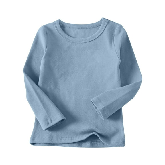 LLYwey Toddler Girls Sweatshirts - Kids Boys Girls Solid Fleece Long Sleeve Crew Neck Pullover Sweater Tops Blue 6-7T