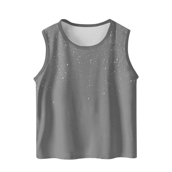 LLYwey Toddler Glitter Tank Tops, Girls Athletic Workout Tanks, Kids Summer Crew Neck Sleeveless Tee Shirts Soft Casual Camisole Undershirts , T-81, Gray, 12T