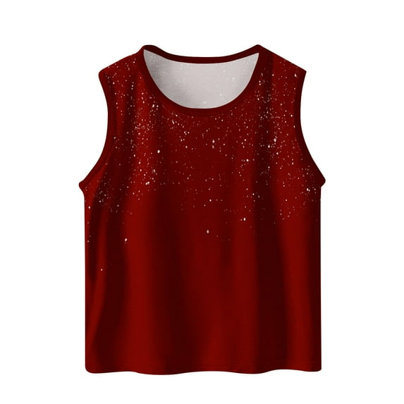 LLYwey Toddler Glitter Tank Tops, Girls Athletic Workout Tanks, Kids Summer Crew Neck Sleeveless Tee Shirts Soft Casual Camisole Undershirts , T-81, Red, 6T