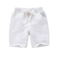 thumbnail image 1 of LLYwey Toddler Shorts, Workout Running Athletic Cotton Shorts, Kids Boys Girls Fashion Drawstring Elastic Waist Summer Beach Sports Short Pants with Pockets, New-Md45, White, 4T, 1 of 5