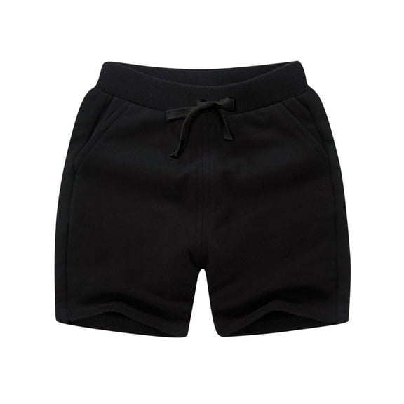 LLYwey Toddler Shorts, Workout Running Athletic Cotton Shorts, Kids Boys Girls Fashion Drawstring Elastic Waist Summer Beach Sports Short Pants with Pockets, New-Md45, Black, 11T