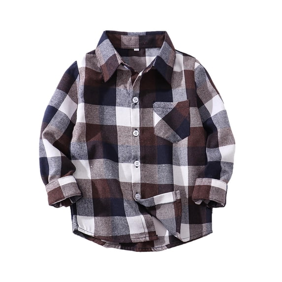 LLYwey Toddler Unisex Jackets Toddler Shirt Jackets Plaid Long Sleeve Lapel Button Jackets Kids Boys Girls Coats Fall Tops New Little Girls Long Sleeve Casual Jackets Outwear Coffee 7-8T