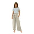 thumbnail image 1 of LLYwey Wide Leg Pants Girls Tie Front Elastic Waist Flowy Beach Pants Kids Cute Solid Color High Waisted Comfy Casual Loose Trousers with Pockets, Beige, 10T, 1 of 8