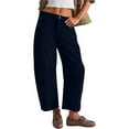 thumbnail image 1 of LLYwey Lined Sweatpants Ladies Casual Solid Color Pocket High Waist Straight Leg Pants Casual Pants New Winter Pants Dark Blue XXL, 1 of 7