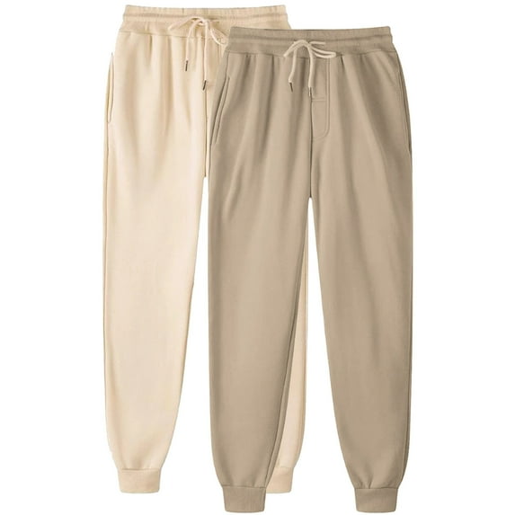 LLYwey Wide Leg Sweatpants Women 2PC Women's Casual Fashion Solid Color Home Pants for Sports and Can Worn Outside Binding Leg Pants Flowy Pants Female Long Pant Style H2316 Khaki XXL