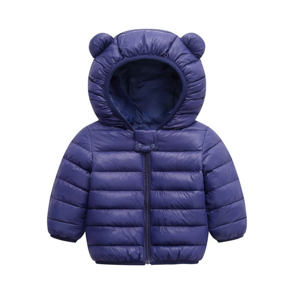 LLYwey Winter Coat Cute Baby Girls Jacket Kids Boys Down Hoodie Spring Girl Clothes Infant Children's Clothing Boys Coat New Toddler Long Sleeve Hoodies Parkas Dark Blue 3-4T