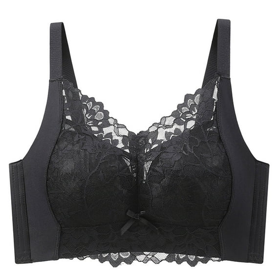 LLYwey Wire-Free Bra Winter Woman's Solid Color Lace Thin Style Ventilate Bras Without Underwire Women Size Polyester Bralette Bra Style LW-154 Black 36/80BC