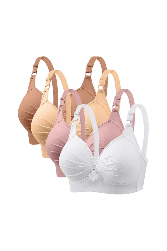 Wireless Bras for Women Support Winter Woman's Printed Push up Bras Plus Size Daily Bra Underwear No Underwire Women Size nylon Back-Smoothing Bra Style LW-60 Multicolor L