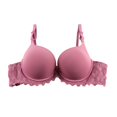 thumbnail image 1 of LLYwey Wireless Push up Bras for Women Women's Breathable Thick Cup Lace Bra Soft Underwire Push up Underwear Big Girls Size Nylon Support Bra Style LW-311 Pinks XL, 1 of 3