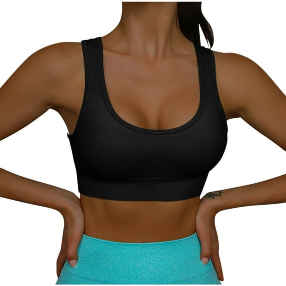 LLYwey Wireless Sports Bras for Women Deals Women's Color No Wire Bra No Front Button No-Slip Underwear Sports Bras Women Size Nylon T-Shirt Bra Style LW-272 Black M