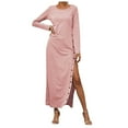 thumbnail image 1 of LLYwey Women Dresses New Fashion Split Button Skirt Color Long Sleeve Dress New Boho Dresses Pinks Xl, 1 of 9