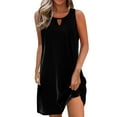 thumbnail image 1 of LLYwey Women Tank Dresses, 2025 Trendy Keyhole Casual Beach Vacation Sundress, Summer Crew Neck Sleeveless Mini Short Dresses , I-54, Black, S, 1 of 9