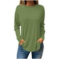 thumbnail image 1 of LLYwey Women Tops Women's Fashion Printed Loose T-Shirt Long Sleeves Blouse Round Neck Casual Tops Sweatshirt Hoodies Round Neck Pullover Blouses Shirts Green-2 S, 1 of 3