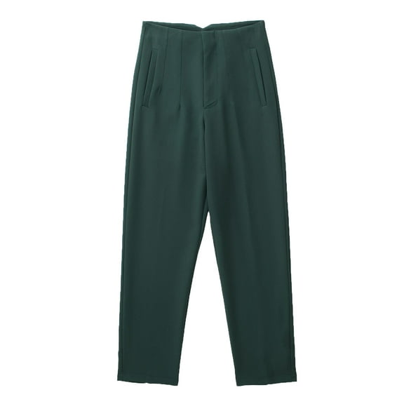 LLYwey Women Wide Leg Pants Women's Fashion Solid Color Pendant High Waist Straight Leg Casual Suit Pants Work Pants Female Long Pant Style H1331 Green-1 S