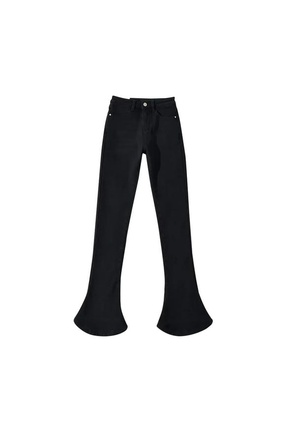 Women Work Pants Women's Slim, Super Leggy, Long, Slim, and Personalized Horseshoe Pants Plus Size Pants Female Long Pant Style H193 Black S