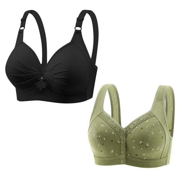LLYwey Womens Bras for Older Women 2pc Woman's Printed Push up Bras Plus Size Daily Bra Underwear No Underwire Women Size nylon Underwire Bra Style LW-25 Multicolor 3XL