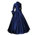 thumbnail image 1 of LLYwey Womens Gothic Maxi Dresses, Vintage Lace Puff Long Sleeve Evening Gown, Women’s Plus Size Front Bow Pleated A-Line Long Dresses, I-20, Blue, 3XL, 1 of 3