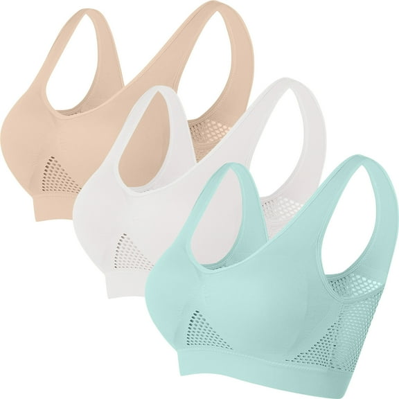 LLYwey Womens Padded Bras Women Seamless Sports Bra Wirefree Yoga Bra with Removable Pads Women's Plus Size nylon Demi Cup Bra Style LW-35 Multicolor S