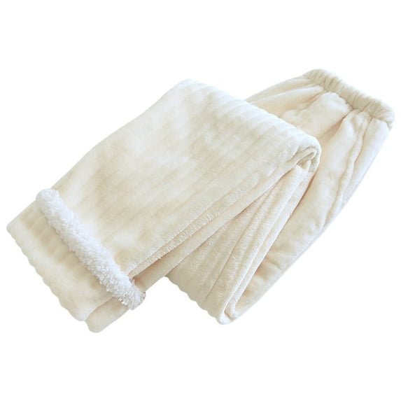 LLYwey Womens Pants Elastic Waist Solid Colored Plush Plaid Home Pants Are Comfortable and Soft, with Elastic Waist and Pajama Pants Lightweight Linen Pants Female Long Pant Style H1025 Beige XL
