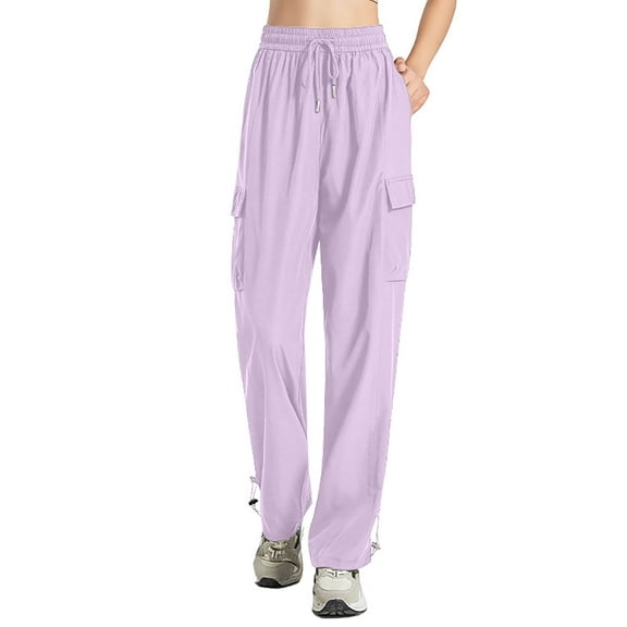LLYwey Womens Stretch Pants Women's Casual Solid Daily Wide Leg Sports Workwear Pants Female Capris And Cropped Pants Long Pant Style H1721 Purples XXL