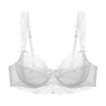 thumbnail image 1 of LLYwey Womens No Wire Bra Women's Solid Color Ultra-thin Sheer Plus Size Push up Lace Bra Women's Plus Size Nylon Soft Cup Bra Style LW-241 White M, 1 of 4