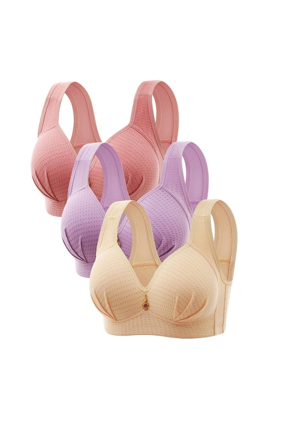 Workout Bras Woman's Embroidered Seamless Comfortable Breathable Bra Underwear No Underwire Big Girls Size Nylon Padded Bra Style LW-106 Pinky 36