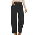 thumbnail image 1 of LLYwey Yoga Dress Pants for Women Ladies Casual Solid Pocket High Waist Straight Leg Pants Casual Pants Corduroy High Waist Flared Wide Leg Pant New Full Length Pants Trousers Regular Fitted Black S, 1 of 9