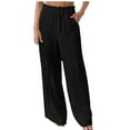 thumbnail image 1 of LLYwey s Fall Pants for Women 2024 Trendy Ladies Loose Wide Leg Pants High Waist Straight Pants Casual Solid Pants New Full Length Pants Trousers Regular Fitted Black XXL, 1 of 5