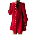 thumbnail image 1 of LLYwey Long Dresses for Women Casual Fashion Lining Long-Sleeve Round Neck Dress with Metal Buttons New Fall Dresses Red M, 1 of 1