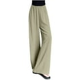 thumbnail image 1 of LLYwey s Plus Size Pants for Women Ladies Breathable High Waisted Hanging Mosquito Proof Thin Straight Leg Wide Leg Pants New Full Length Pants Trousers Regular Fitted Green-1 L, 1 of 3