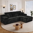 thumbnail image 1 of LLappuil 108" Sectional Sofa, Modular Sectional Couch with Left Chaise, Deep Seat Corduroy Cloud Sofa for Living Room Black, 1 of 8