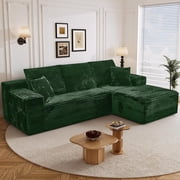 LLappuil 108" Sectional Sofa, Modular Sectional Couch with Left Chaise, Deep Seat Corduroy Cloud Sofa for Living Room Green