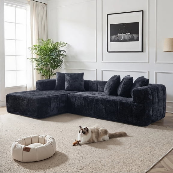 LLappuil 108" Sectional Sofa, Modular Sectional Couch with Right Chaise, Boneless Chenille Cloud Sofa Couch for Living Room