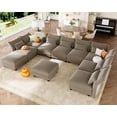 thumbnail image 1 of LLappuil 153" Modular Sectional Sofa, 10 Seat Modular Sectional Sofa with 2 Storage Ottoman, 25.6“ Seat Deep Sofa Brown, 1 of 8