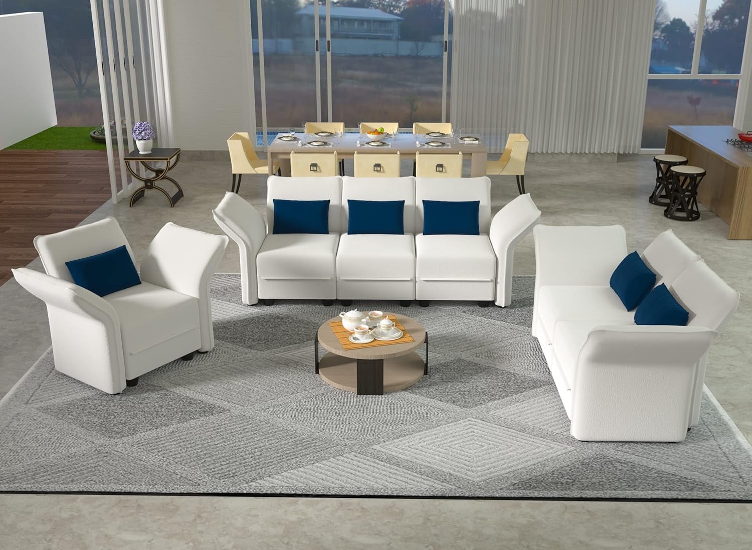 LLappuil 3 Piece Living Room Furniture Set, Modular Sectional Sofa Set ...