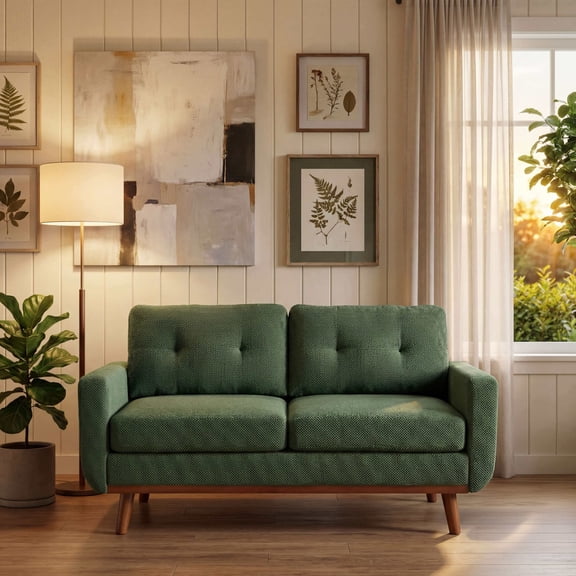 LLappuil 65" Loveseat Sofa, Love Seat Small Sofa Couch for Living Room, Bedroom, Compact Space, Polyester Green