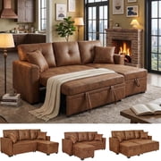 LLappuil 71" Sectional Sofa, Sectional Couch with Pull Out Sofa Bed Twin Size, Convertible Sofa Bed with Storage Chaise for Living Room, Compact Space, Foil Fabric Brown deal from Walmart