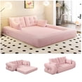thumbnail image 1 of LLappuil 79" Futon Convertible Sofa Bed, Sherpa Fleece Human Dog Bed, Floor Lazy Sofa Bed for Living Room Pink, 1 of 9