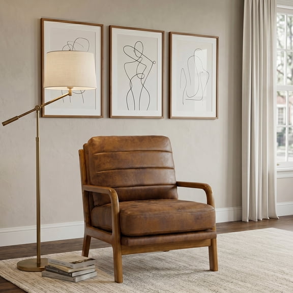 LLappuil Accent Chair, Mid-Century Modern Reading Single Sofa Chair for Living Room, Foil Fabric